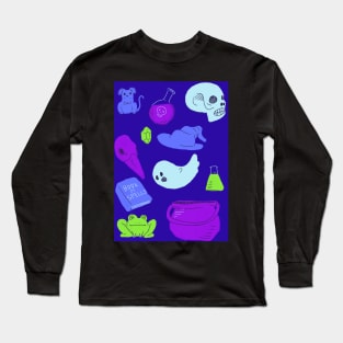 Halloween Witch - Necromancer Themed Pattern Long Sleeve T-Shirt